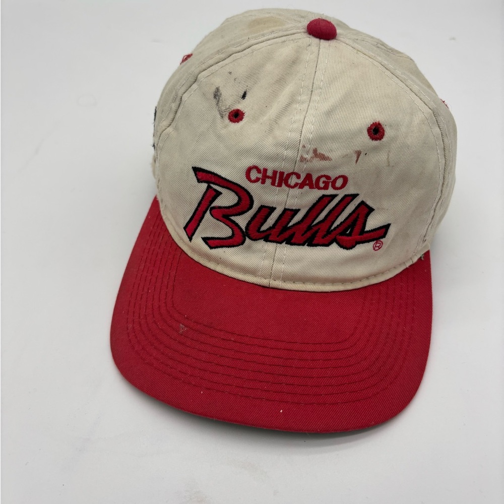 Chicago Bull Sports Specialties Snapback Hat Script Red White The Twill Vintage